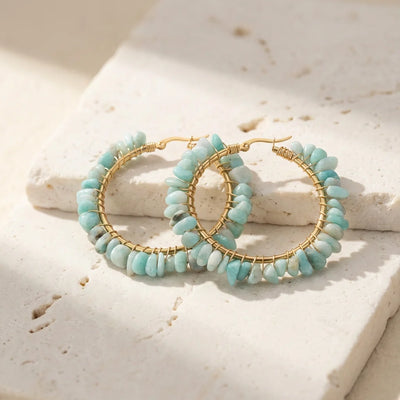 Balancing Amazonite Hoop Earrings